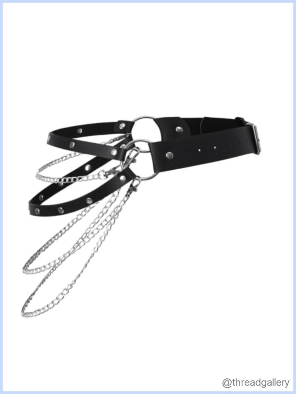 Faux Leather Double Strap Waist Belt with Chain Layer – Adjustable